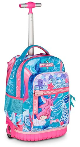 Mitama Trolley Scuola Run Maxi OCEANVIBES, Turchese, Doppio Scomparto, Tasca Frontale, 2 Tasche Laterali, Scuola Elementare e Tempo Libero, Bambina
