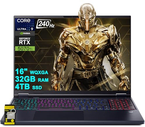 acer Predator Helios Neo 16S AI Gaming Laptop 16 2560x1600 OLED 240Hz (100% DCI-P3) Intel 24-core Ultra 9 275HX 32GB RAM 4TB SSD GeForce RTX 5070 Ti DLSS4 (fino a 992 AI Tops) Win11 Hub ICP con Coppa