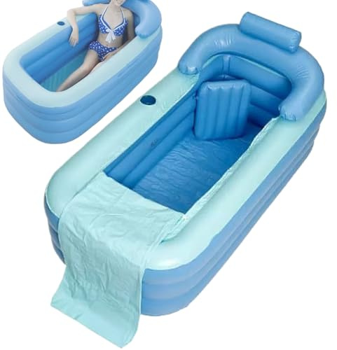 Woalopted Baignoire gonflable - Baignoire pliable en PVC avec tapis d'assise pour spa, salle de bain spa, salle de bain - Accessoires de salle de bain pour adolescents, hommes, mari, fils, famille