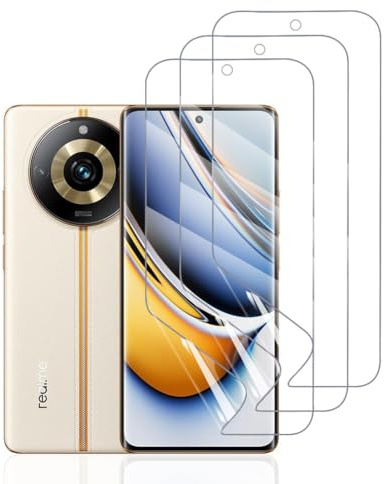 Hhfcryst Protector de Hidrogel Protector para Realme 11 Pro, 3 Piezas TPU Protectores de Pantalla HD Transparente Suave (Vidrio no templado)