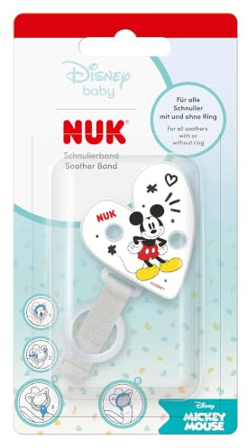 NUK Schnullerband mit Clip | für alle Schnuller | stabil und bruchsicher | Disney Micky Maus
