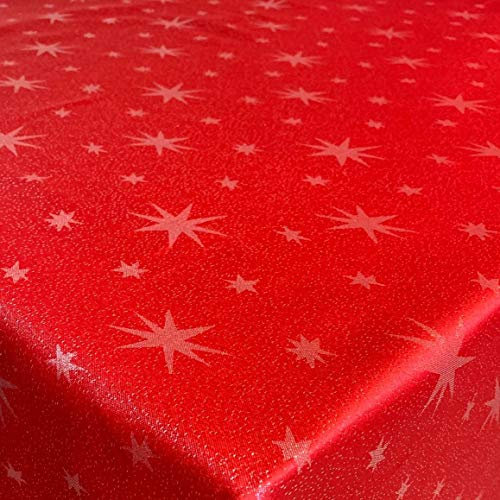 Lurex Tischdecke Sterne Glitzer Weihnachten Christmas Rot Rechteckig 130 x 260 cm