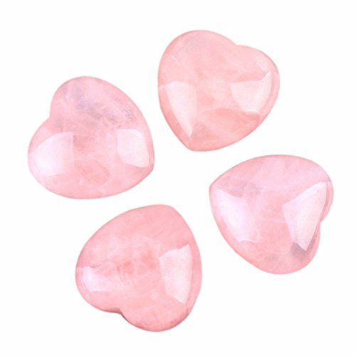 rockcloud Heilung Kristall natur Rosenquarz Herz Love geschnitzt Palm Handschmeichler Chakra Reiki Balancing, Stein, 3-Mini Size Rose Quartz(Pack of 4)