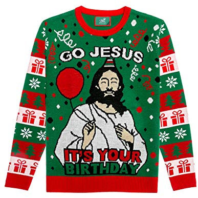 Shirtgeil Ugly Christmas Strickpullover Herren Damen Go Jesus It's Your Birthday Sweater X-Large