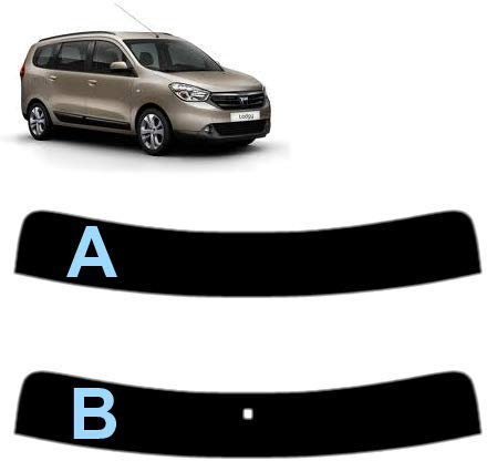 Tintcom.com Sonnenblendstreifen für-Dacia Lodgy 5-Türen 2012-... Passgenaue Tönungsfolie (35% Mittelschwarz, A)