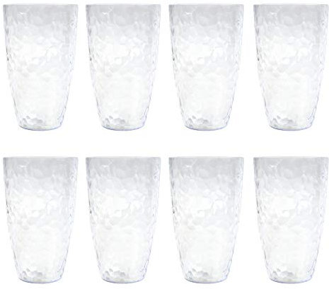YöL Plastic Tumbler Set Of 8 Drinking Cups Re-usable Shatterproof Perfect For Summer Garden Party Wedding Catering Birthday