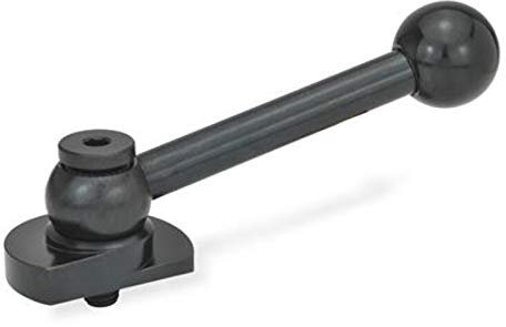 Spannriegel m. Kugelgriff, schräg, 50mm Durchm, M10 rechts, Kelmmung n. oben