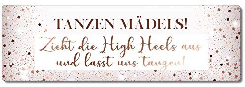 Interluxe Metallschild - Tanzen Mädels! Zieht die High Heels aus - Schild für müde Tanzfüße auf der Hochzeit, Geburtstag, Party, Feier