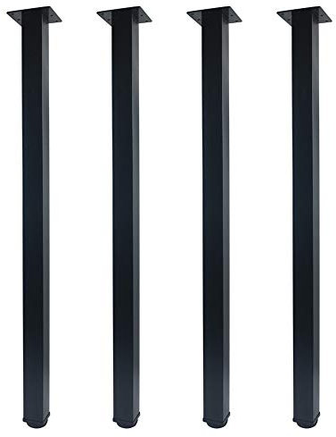 QLLY Lot de 4 pieds de bureau carrés en métal réglables de 80 cm (80 cm, noir)