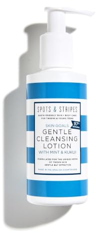 Spots & Stripes - Skin Goals Gentle Cleansing Lotion for Boys, the Perfect Starter Face Wash for Teen and Young Skin, with Virgin Coconut, Kukui and Chamomile, Super-Gentle, Combats Blemishes (150ml)