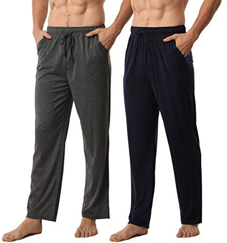 YUSHOW Pantaloni Pigiama Uomo Morbido Comodo Tinta Unita Pantaloni da Notte Lunghi con Tasche Coulisse per Casa Pacco 2