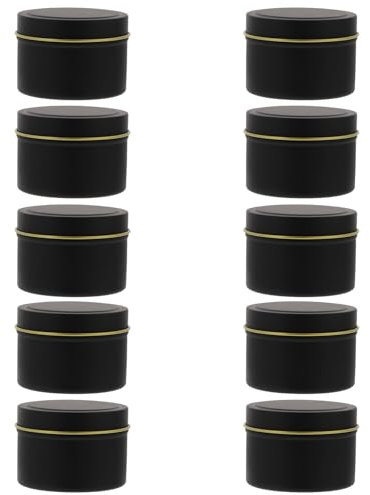 Cabilock Blechdose mit Deckel Rund Leere Kerze Dosen Weißblechdose Cremedose Kosmetische Behälter Metallboxen Geschenkbox für Tee Kerzen Gewürze Bonbons Schmuck 10 Stück (Schwarz)