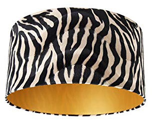 QAZQA Klassisch I Antik Velours Lampenschirm Zebra Design 50I50I25 Gold I Messing innen,