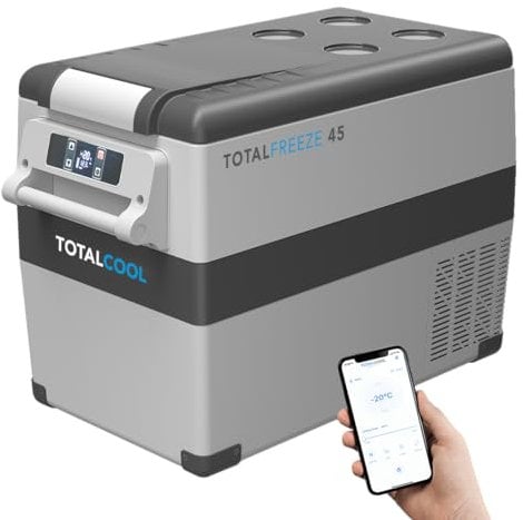 TotalFreeze 12 Volt Car Fridge - Dual Zone Compressor Camping Freezer - Electric Fishing Coolbox - App Controlled Outdoor Fridge Freezer - 24 Volt Portable Fridge Freezer - 45 Litre