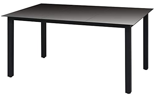 TEWTX7 Gartentisch Beistelltisch Esstisch Gartenmöbel Tisch Balkontisch Terrassentisch Glas-Tischplatte Aluminiumrahmen 150 x 90 x 74 cm