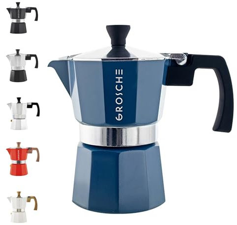 GROSCHE Milano Espressokocher für Herd, Mokkakanne, 3 Espressotassen, 150 ml, Blau
