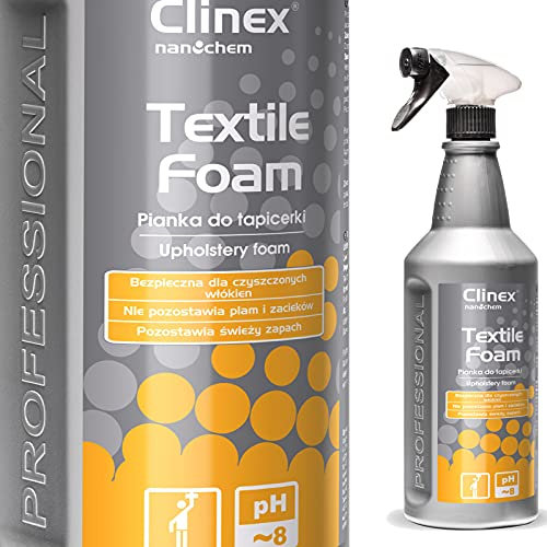 CLINEX Textil/Teppich-Reiniger 77-614 1l Spraydose/Schaum für Polster Textile Foam 1 L/Polsterungen/Auto/Zerstäuber/Kein Abspülen