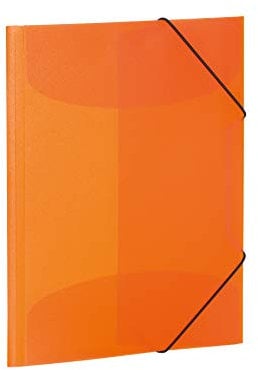 HERMA 19515 Lot de 3 porte-documents A3 en plastique pour enfants avec rabats intérieurs et bande élastique Orange translucide
