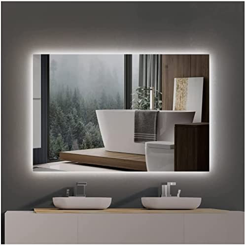 Mice - Espejo Retroiluminado con Luz LED Fría para Baño, Vestidor y Dormitorio - Espejo con Iluminación LED - Luz Espejo con luz de Maquillaje - 80X80CM
