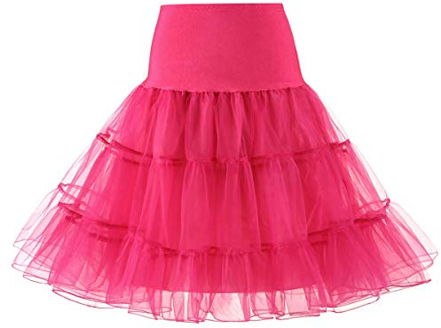 SSDH Jupe Jupon Années 50 Robe Rockabilly Jupons Crinoline pour Femmes S-2XL (Rose, M)