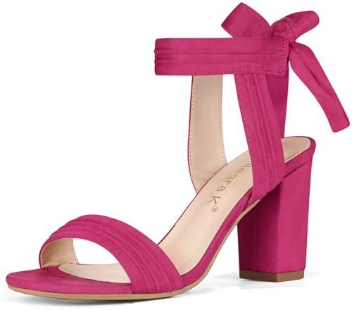 Allegra K Sandaà Bout Ouvert à la Cheville et à Talons Chunky Rose Vif 43