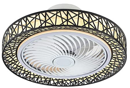 Ventilateur de plafond avec lumière, avec télécommande, éclairage de ventilateur de plafond sans lame à 3 vitesses de vent, luminaire de ventilateur de plafond fermé pour la maison,Noir