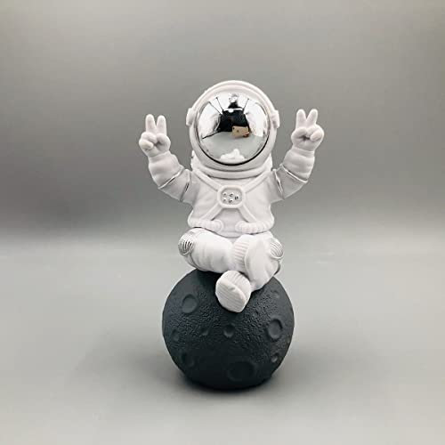 Statue Astronaut Figur Spaceman Dekor, Skulpturen Heimdekoration, Tischdekoration, niedliche Mini Space Figur Ornament und Handwerk Geschenk (Silber und weiße Astronautenfigur)