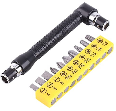 Fixinus 10-tlg Schraubendreher Bits L-Form Verlängerung, 1/4 Zoll Sechskant-Steckschlüssel Doppelkopf Schlitzschraubendreher Torx Handwerkzeug-Set für Zuhause, Garage, Bauarbeiter