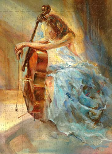 Hölzernes 1000-teiliges Puzzle Cello Girl Herausforderndes Puzzle