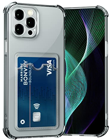 AKABEILA Hülle für iPhone 14 Pro Schutzhülle mit Kartenfach Transparent Silikon TPU Handyhülle Dünn Weiche Stoßfest Flexibel Handy Tasche Bumper Brieftasche Case Cover 6.1