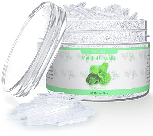 Viktairy Menthol Crystals 4 oz, 100% Pure Organic Mint Crystals | Great for Making Shower Steamers, Creams and Soaps