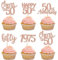 Rsstarxi Cupcake-Topper zum 50. Geburtstag, Roségold, Glitzer, Fifty Since 1973, Cheers to 50 Years Old Birthday Cupcake-Picker für Happy 50th Anniversary Birthday Party Kuchen Dekorationen Supplies