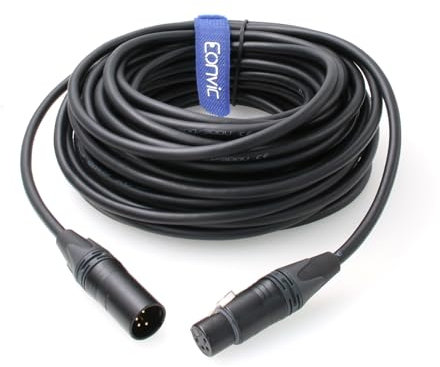 Eonvic Câble d'alimentation XLR 4 broches mâle vers femelle 4 broches pour appareil photo reflex numérique (câble XLR d'origine - 15 m)