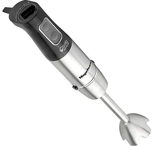 Magefesa - Crossia inox black batidora de mano con potencia de 1000 W, incluye vaso medidor de 600 ml y brazo batidor, acero inoxidable, 2 velocidades, silenciosa, desmontable para facil limpieza