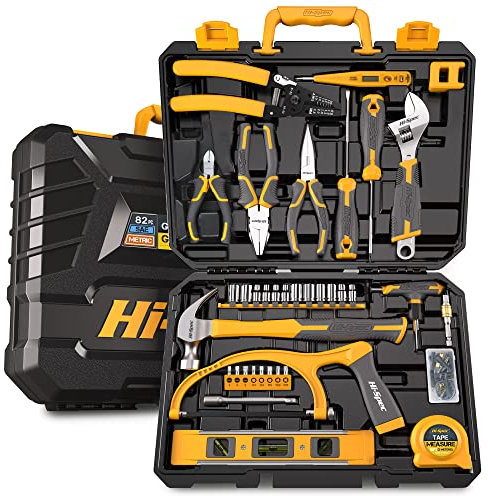 Hi-Spec 82pc Home & Garage Handy Mans Complete DIY Tool Kit Set for The Household & Workshop. in a Comprehensive Hand Tool Box Case of Pliers, Wrench, Screwdrivers and Sockets