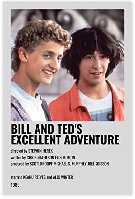 HDTS Classic Movie Bill & Ted's Excellent Adventure Vintage Leinwand Poster Wandkunst Dekor Druck Bild Gemälde für Wohnzimmer Schlafzimmer Dekoration Rahmen: 40 x 60 cm
