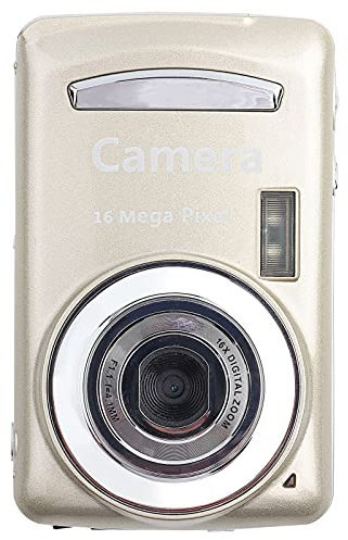 Digitalkamera, FHD 720P Digitalkamera für Kinder, Videokamera, 16-facher Digitalzoom, kompakte Punkt- und Schießkamera, tragbare kleine Kamera für Teenager, Studenten, Jungen, Mädchen, Senioren (Gold)