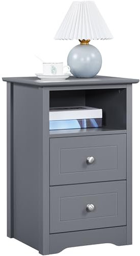 Yaheetech Comodino Camera da Letto con Cassetti 40 x 35 x 60 cm Tavolino Lato Cassettiera Moderno Organizzatore Porta Oggetti Grigio Scuro