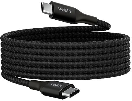 Belkin BoostCharge Cavo di alimentazione da USB-C a USB-C, cavo di ricarica rapida con 240 W di Power Delivery, certificato USB-IF per MacBook, Chromebook, Samsung Galaxy, iPhone 16 e altri, 2 m, nero
