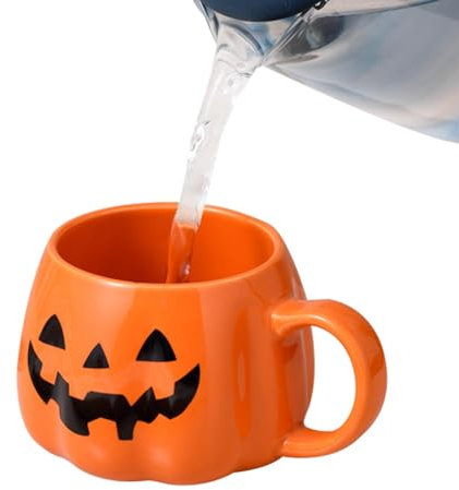Halloween Kürbis Tasse,Tasse Herbst,Kürbis Keramik Kaffeetasse,400 ml Halloween Deko Pumpkin mug,Kürbis Geschirr,Teetassen Müslischale Süßigkeiten-Keksdose Lustige Tassen Geschenk (A)