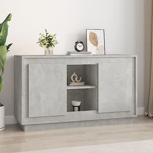 WRJENFSC Mobiletto Multiuso Madia Ingresso Credenza Soggiorno Vetrina Credenza Grigio Cemento 102x35x60 cm in Legno Multistrato Adatto per Camera da Letto, Salotto, Studio, Soggiorno