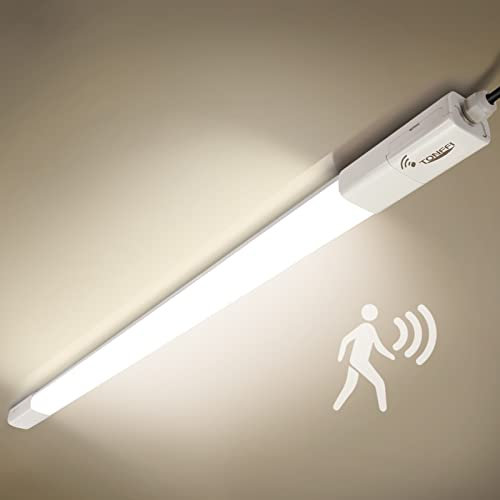 Tonffi 4 Pièces 36W 115CM Tube Neon LED avec Détecteur de Mouvement, Connectable LED Sensor Lampe, Blanc Neutre 4000K Applique Lampe de plafond Cave IP65 étanche pour Garage Couloir Balcon Escalier