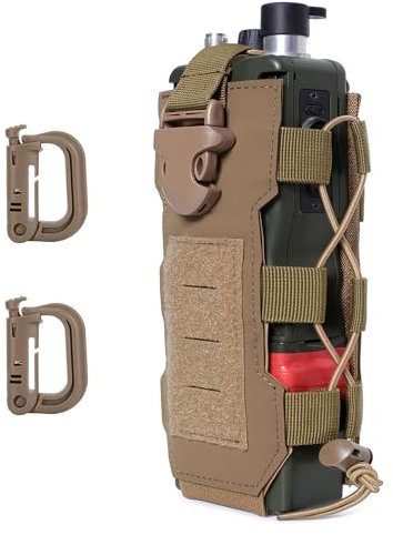 MUCHER Taktisch Flaschenhalter Molle Flaschen Halter Haltbares Militär Trinkflasche Beutel mit 2 Haken Wasserflaschenhalter für Outdoor Wandern Jagdcamping Training (Khaki)
