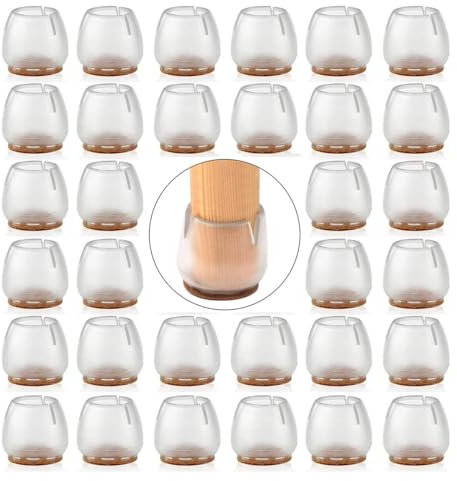 XNJIHWA 32 PCS Silicone Tappi Gambe Protezioni Trasparente Rotondo gamba della sedia Caps Piedini Feltro Anti-graffio Silicone Piedini 25-29mm
