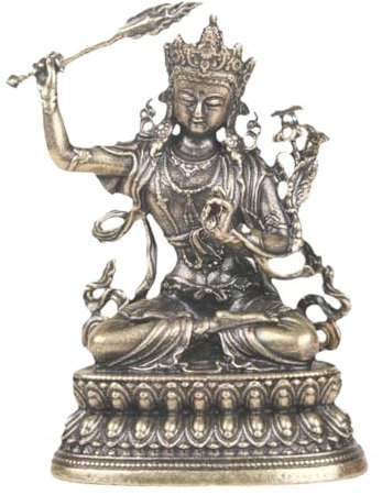 Ciieeo Manjushri Bodhisattva-Ornamente Yoga-Figur Zen- -Statue Glücksstatue Shakyamuni- - Figuren Mini Dekorationen Zubehör schmücken Skulptur Messing