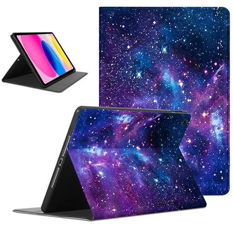 Foonary Cover Tablet per iPad 10 Generation 10,9 2022 A2757/A2777, Ultra Sottile PU Pelle Antiurto Custodia Flipcon Funzione Supporto Aesthetic Protettiva Case per iPad 10. Gen, Blu Lilla Stella
