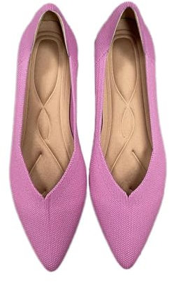 ticticlily Donne Flats Moda Scarpe da Ballerina Scarpe da Balletto Slip on Scarpe da Punta Tacchi A Rosa 43 EU