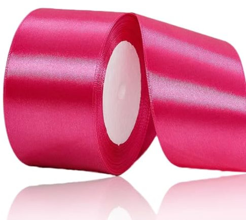 Geschenkband Rosenrot 50 mm Breit,23 Meter Satinbänder Rosenrot Stoff Schleifenband Kunsthandwerk,Hochzeitsdekoration, Weihnachten, Haarbögen, Blumensträuße, Geburtstag und Geschenkverpackung