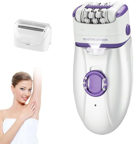 Epilierer Damen, 2-in-1 Damenrasierer Haarentfernung für Gesicht,Epilierer für Frauen Beine,Damenrasierer Epilierer Damen mit LED-Licht,für Gesicht, Körper, Achselhöhlen, Beine