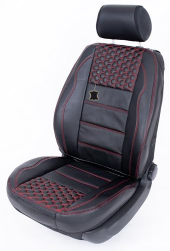 Piton Hexagony Leather Red Sitzauflage Auto, Autositzschoner, Sitzschoner Auto, hermittel in der EU, universeller Sitzbezug, Sitzschutz kompatibel mit den meisten Autos und SUV